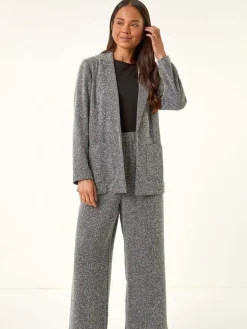 Roman Black Petite Herringbone Pocket Blazer^Women Blazers