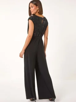 Roman Sequin Bodice Cowl Neck Jumpsuit^Women Jumpsuits & Playsuits