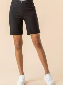 Best Roman Black Turned Hem Stretch Shorts