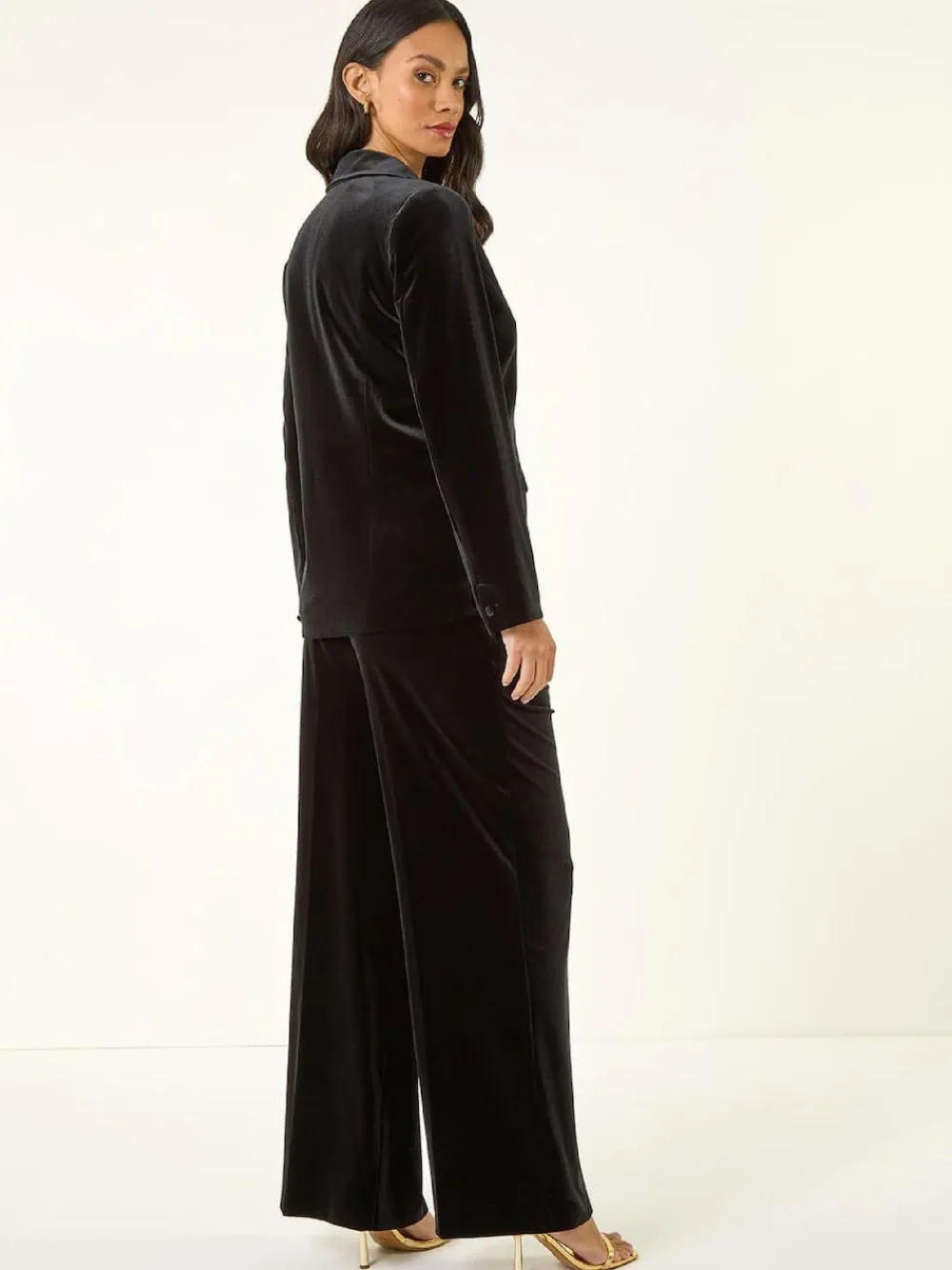 Sale Roman Velvet Single Breasted Blazer Black