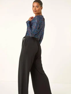 Roman Sequin Wrap V-Neck Stretch Jumpsuit^Women Jumpsuits & Playsuits