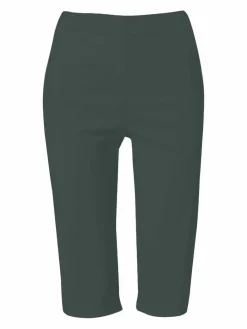 New Roman Dark Green Knee Length Stretch Shorts