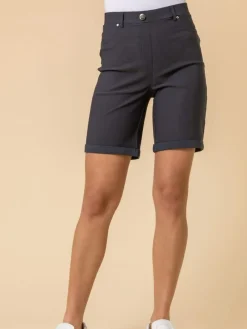 Online Roman DimGrey Turned Hem Stretch Shorts