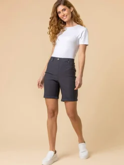 Online Roman DimGrey Turned Hem Stretch Shorts