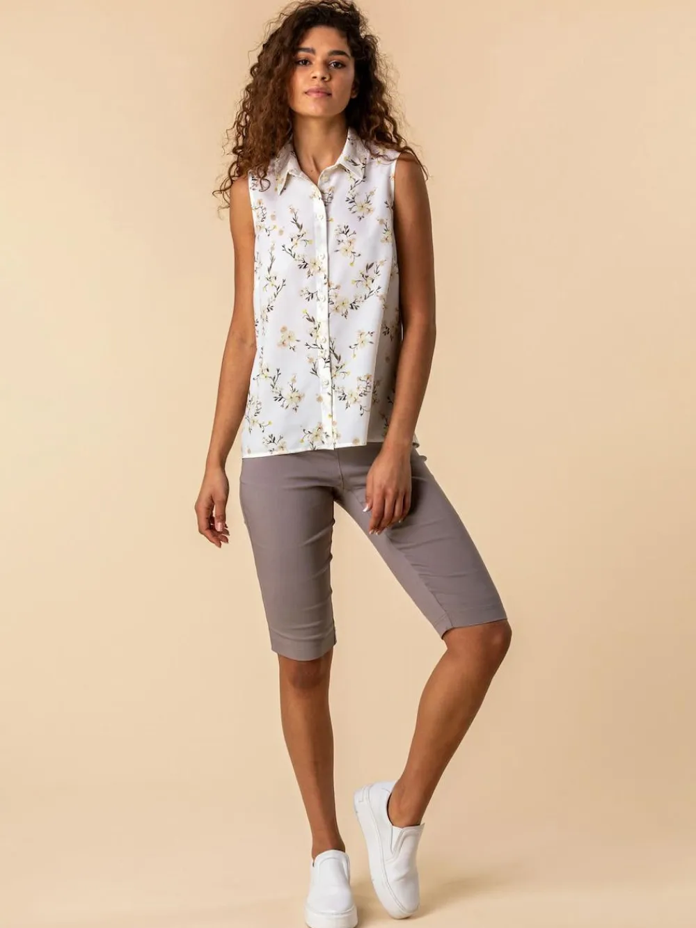 Discount Roman Light Brown Knee Length Stretch Shorts