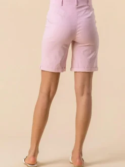 Roman Light Pink Turned Hem Stretch Shorts^Women Shorts