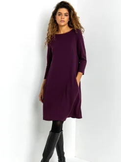 Roman Purple A-Line Pocket Detail Swing Dress^Women Dresses