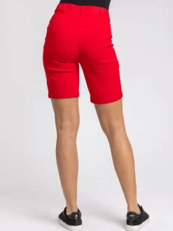Discount Roman Red Turned Hem Stretch Shorts