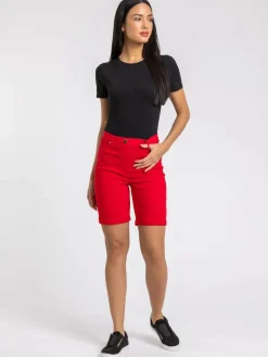 Discount Roman Red Turned Hem Stretch Shorts