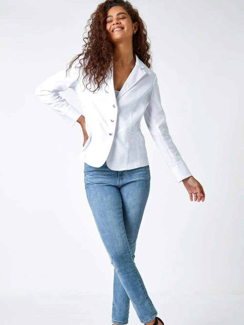 Roman Stretch Button Detail Blazer^Women Suits & Tailoring|Blazers