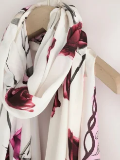 Best Next Rose Floral White Lightweight Scarf