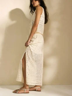 Next Rose Gold Leather Standard/Wide Fit Plait Strappy Toe Thong^Women Wide Fit & Extra Wide Fit