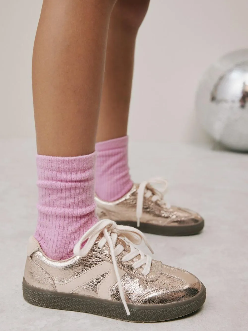 Next Rose Gold Standard Fit (F) Retro Trainers^ Sneakers