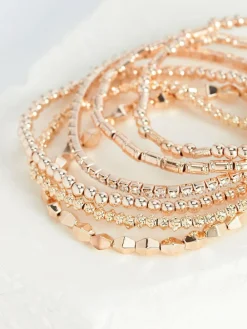 Sale Next Sparkle Stretch Bracelets Pack Rose Gold Tone