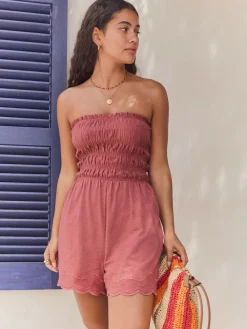 Sale Next Bandeau Shirred Playsuit Rose Pink