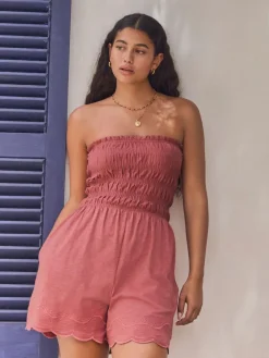 Sale Next Bandeau Shirred Playsuit Rose Pink