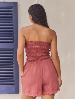 Sale Next Bandeau Shirred Playsuit Rose Pink