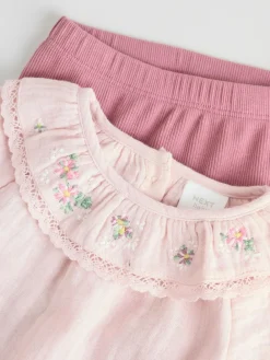 Next Rose Pink Long Sleeve Baby Top and Leggings 2 Piece Set (0mths-2yrs)