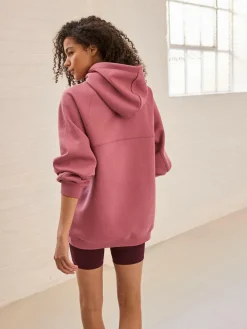Discount Next Relaxed Fit Heavyweight Longline Hoodie Rose Pink