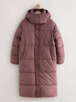 New Next Shower Resistant Longline Padded Coat Rose Pink