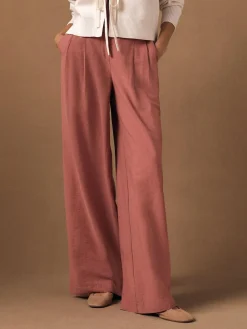 Sale Next Wide Leg Trousers With Linen Rose Pink