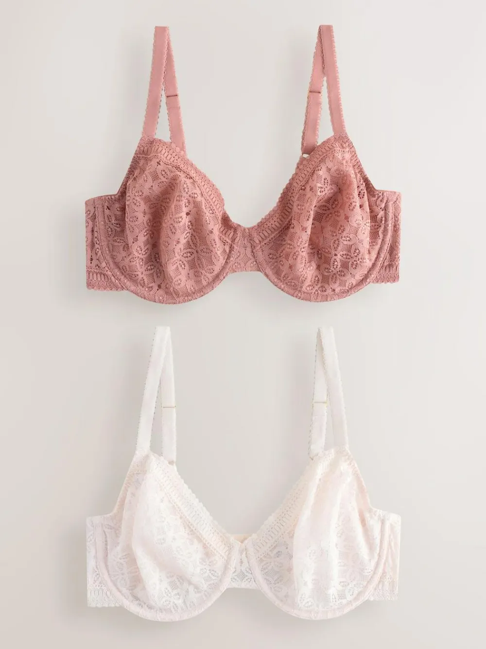Discount Next DD+ Lace Non Pad Full Cup Minimiser Bras 2 Pack Rose/White