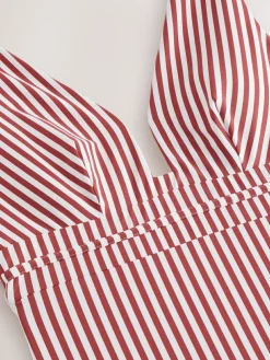 Clearance Next Rose/White Stripe Plunge Shaping Tummy Control Swimsuit