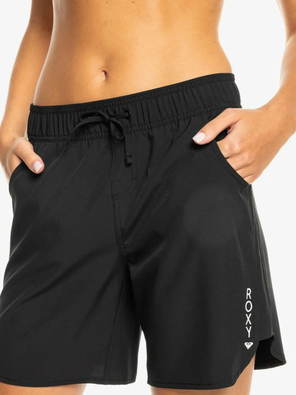 Outlet Roxy Black Wave 7 Inch Long Logo Board Shorts