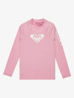 Clearance Roxy Lilac Purple Girls Wholehearted Long Sleeve Logo Rash Vest