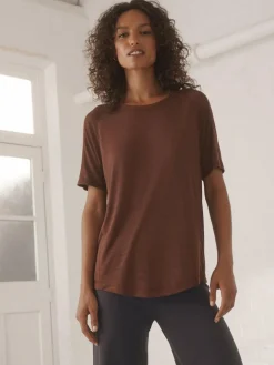 New Next Active Crew Neck Lightweight Short Sleeve T-Shirt Rust Brown