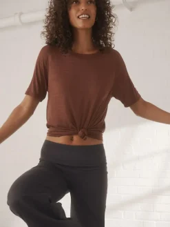 New Next Active Crew Neck Lightweight Short Sleeve T-Shirt Rust Brown