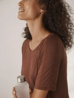 New Next Active Crew Neck Lightweight Short Sleeve T-Shirt Rust Brown