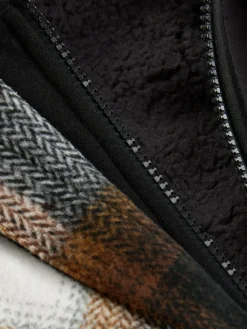 Next Borg Lined Hooded Check Shacket (3-16yrs)^BOY Shirts|Coats & Jackets