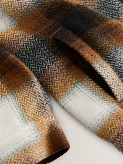 Next Borg Lined Hooded Check Shacket (3-16yrs)^BOY Shirts|Coats & Jackets