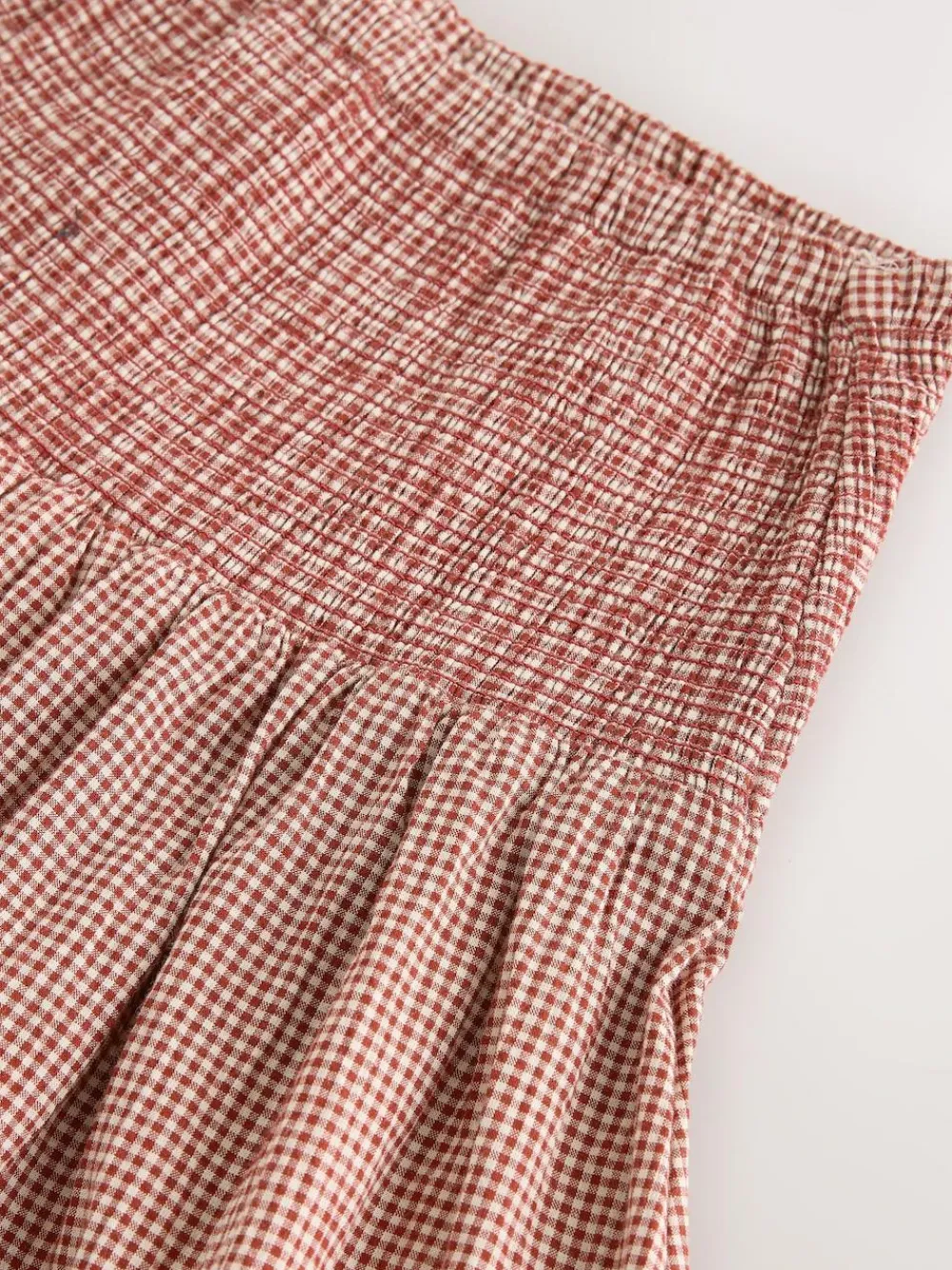 Hot Next Drop Waist Gingham Maxi Skirt Rust Brown