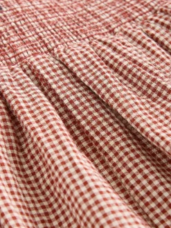 Hot Next Drop Waist Gingham Maxi Skirt Rust Brown