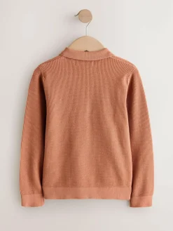 Next Long Sleeve Zip Neck Knitted Polo Shirt (3-16yrs)^BOY Knitwear & Sweaters|Knitwear