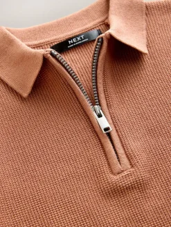Next Long Sleeve Zip Neck Knitted Polo Shirt (3-16yrs)^BOY Knitwear & Sweaters|Knitwear