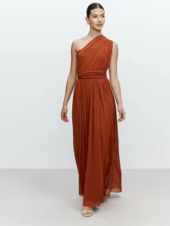 Next Rust Brown Mesh Multiway Wedding Guest Bridesmaid Maxi Dress^Women Occasion Dresses|Maxi Dresses