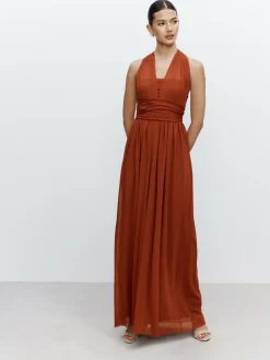 Next Rust Brown Mesh Multiway Wedding Guest Bridesmaid Maxi Dress^Women Occasion Dresses|Maxi Dresses