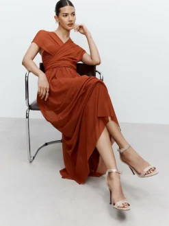 Next Rust Brown Mesh Multiway Wedding Guest Bridesmaid Maxi Dress^Women Occasion Dresses|Maxi Dresses