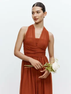 Next Rust Brown Mesh Multiway Wedding Guest Bridesmaid Maxi Dress^Women Occasion Dresses|Maxi Dresses