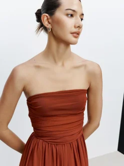 Next Rust Brown Mesh Multiway Wedding Guest Bridesmaid Maxi Dress^Women Occasion Dresses|Maxi Dresses