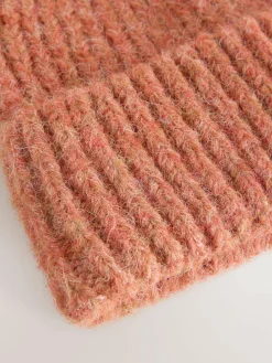 Next Rust Brown Ribbed Beanie Containing Wool Hat^Women Hats