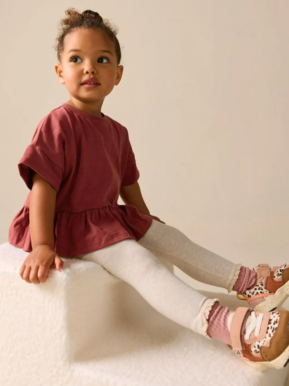 Online Next Rust Brown Short Sleeve Peplum T-Shirt (3mths-7yrs)