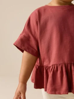 Online Next Rust Brown Short Sleeve Peplum T-Shirt (3mths-7yrs)