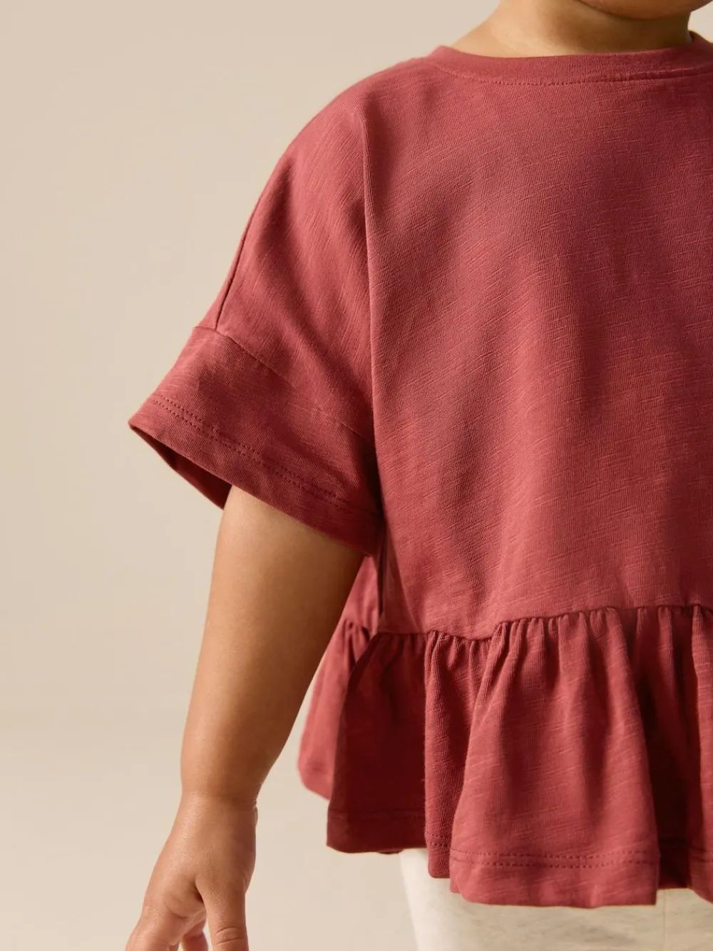 Online Next Rust Brown Short Sleeve Peplum T-Shirt (3mths-7yrs)