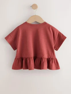 Online Next Rust Brown Short Sleeve Peplum T-Shirt (3mths-7yrs)