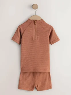 Online Next Textured Swim Set (3mths-7yrs) Rust Brown