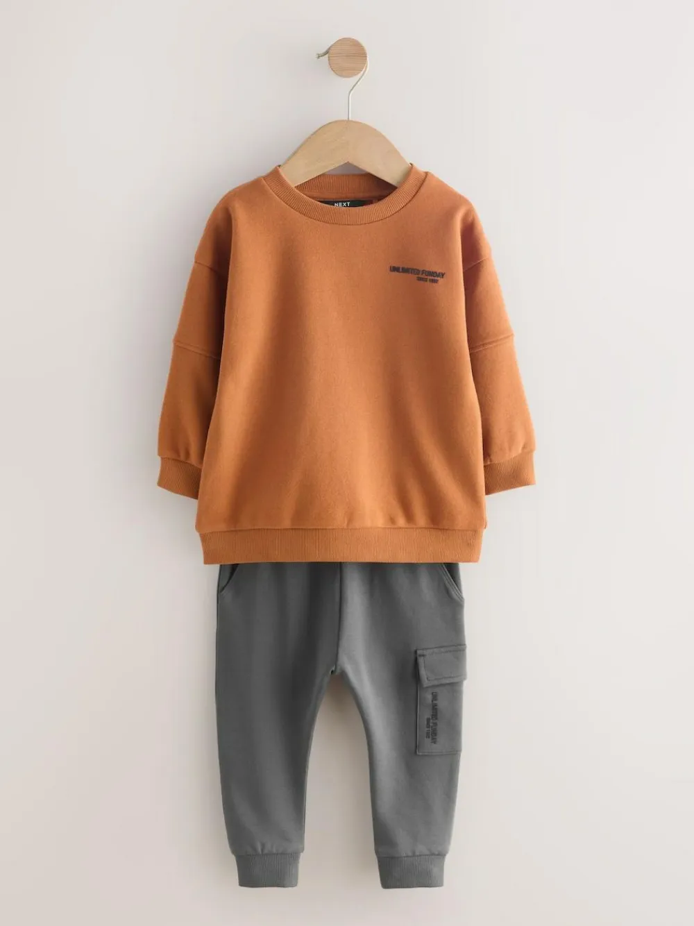 Next Utility Sweatshirt and Super Skinny Joggers Set (3mths-7yrs) Rust Brown